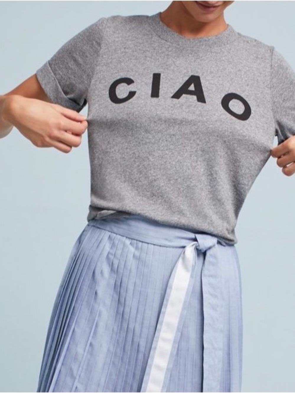 SOL ANGELES GRAY FLECK SHORT SLEEVE GRAPHIC CIAO T-SHIRT WOMENS SMALL